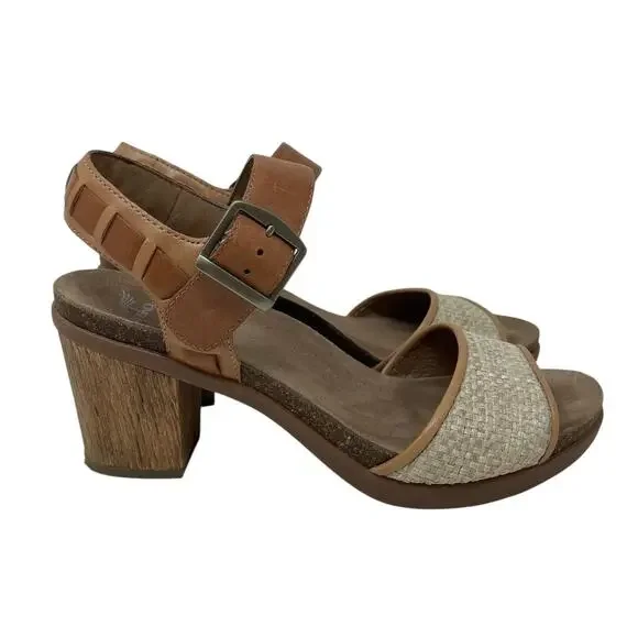 Dansko Debby Sandals Leather Woven Raffia Brown Size 40 Boho Chic Mediterranean - Picture 6 of 15